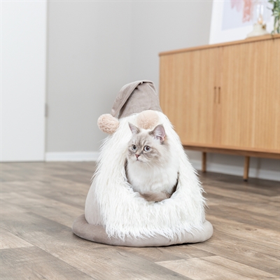 TRIXIE kattenhuis Kerst Tent Kabouter Velourslook 45×45×47 cm – beige