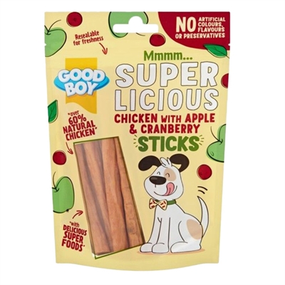 GOOD BOY Hondenkluifjes Superlicious Sticks 100 gr – Kip/Appel/Cranberry