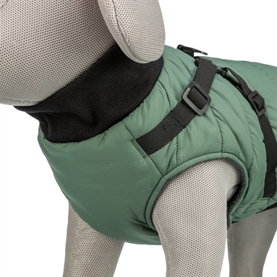 <span id="brand" data="trixie"/> Hondenjas Pontis met tuig, fleece gevoerd 30 cm – saliegroen