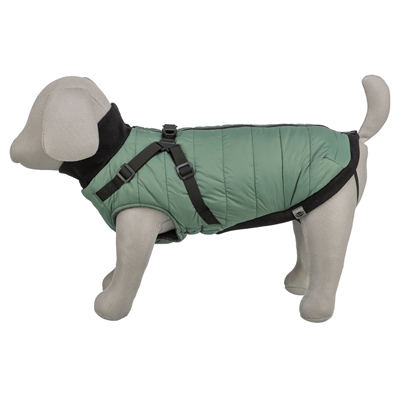 TRIXIE Hondenjas Pontis met geïntegreerd tuig & fleece voering - Saliegroen - 40 cm