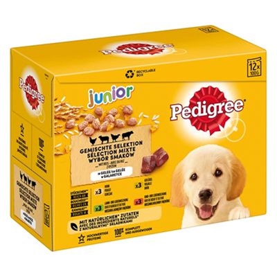 PEDIGREE Puppy maaltijdzakjes Junior 12x100 g in gelei