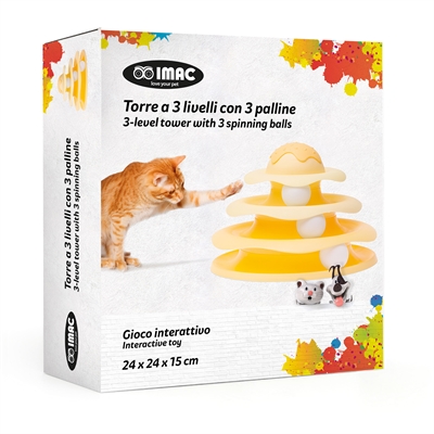 IMAC kattentoren 3 niveaus 24×24×15 cm – geel