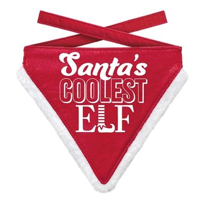 PLENTY GIFTS Hondenbandana Kerst Santa's Coolest Elf 22×25 cm – Rood