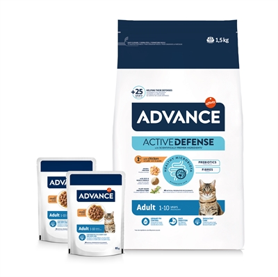 ADVANCE kattenvoer Adult Kip/Rijst 1,5 kg + 2x85 g