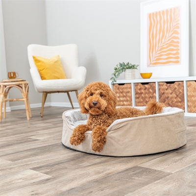 TRIXIE Hondenmand Lino Soft Ovaal | Orthopedisch met visco-elastisch schuim - Beige/Crème - 110x92 cm