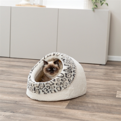 TRIXIE kattenmand iglo Leo pluche 35×41×26 cm – crème/panterprint