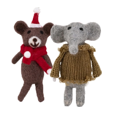 CUPID & COMET kerstfiguur Benedict & Eva wol duo 12x5 cm – meerkleurig