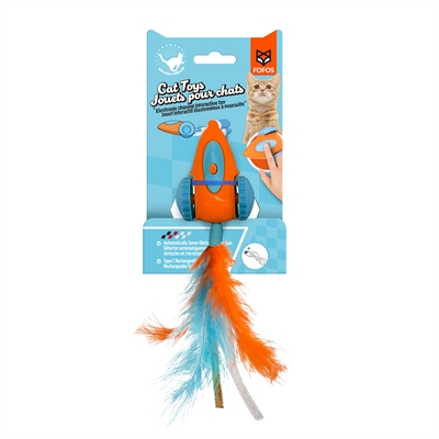 FOFOS interactief kattenspeeltje Racewagen met veren 19×5×3 cm