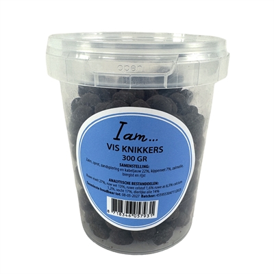 I AM hondensnack Vis Knikkers 300 g – zalm & kabeljauw