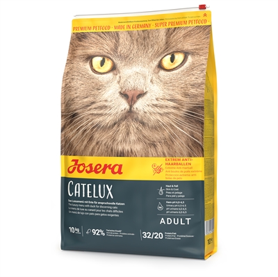 JOSERA Kattenvoer CATELUX - vezelrijk tegen haarballen, met eend & aardappel - 10 kg