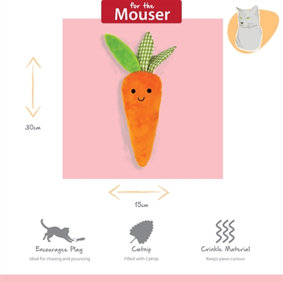 HAPPY PET Katzenspielzeug Tabby Patch Karotten-Kicker 30×10×6 cm