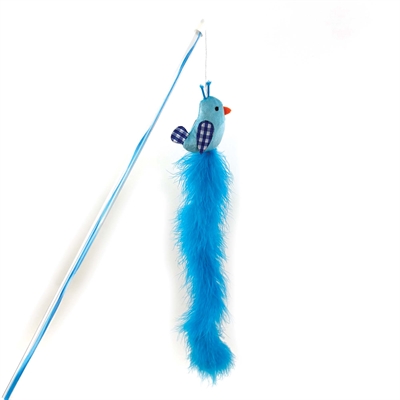 HAPPY PET Katzenangel Tabby Patch Vogel 40×7,5 cm – blau