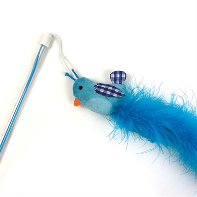 HAPPY PET Katzenangel Tabby Patch Vogel 40×7,5 cm – blau