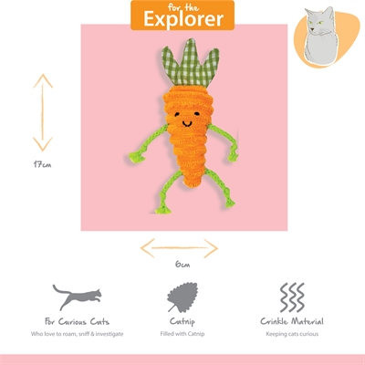 HAPPY PET Katzenspielzeug Tabby Patch Karotten mit Katzenminze 14 & 20 cm