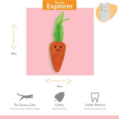 HAPPY PET Katzenspielzeug Tabby Patch Karotten mit Katzenminze 14 & 20 cm