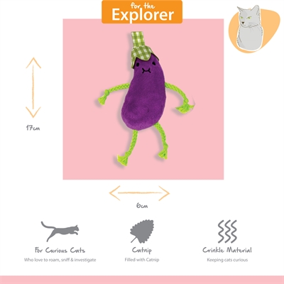 HAPPY PET Katzenspielzeug Tabby Patch mit Katzenminze 12 & 15 cm – Aubergine