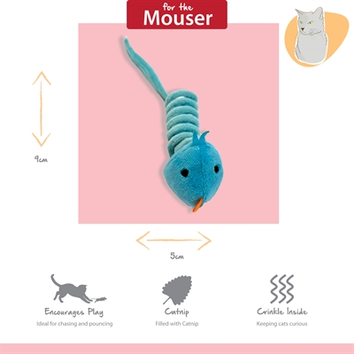 HAPPY PET Katzenspielzeug Tabby Patch Vogel 11 & 9 cm – blau