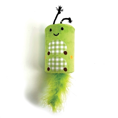 HAPPY PET Katzenspielzeug Tabby Patch Raupe Rassel 18×7×7 cm – grün