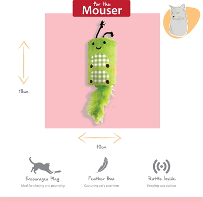 HAPPY PET Katzenspielzeug Tabby Patch Raupe Rassel 18×7×7 cm – grün