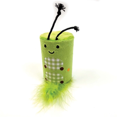 HAPPY PET Katzenspielzeug Tabby Patch Raupe Rassel 18×7×7 cm – grün