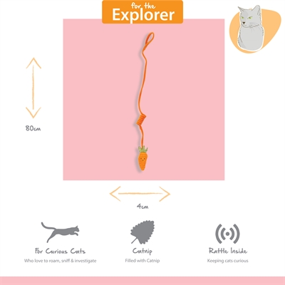 HAPPY PET Katzenspielzeug Tabby Patch Karotte Bungee 80×6×2 cm