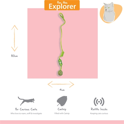 HAPPY PET Katzenspielzeug Tabby Patch Erbsen-Bungee 80×7×2 cm