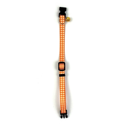 HAPPY PET kattenhalsband Tabby Patch ruit met bel 18-30×1 cm – oranje