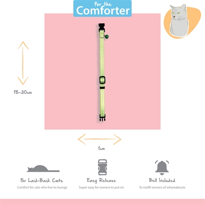 HAPPY PET kattenhalsband Tabby Patch met bel 18–30×1 cm – groen