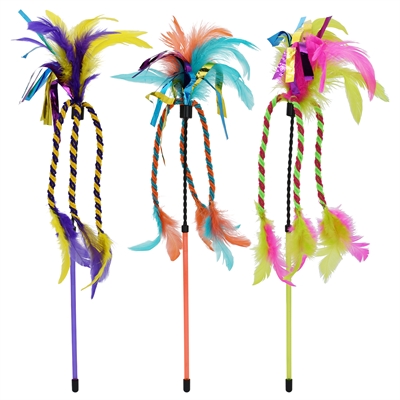 HAPPY PET kattenhengel Tabby met lint & veren 45x8x2cm – assorti