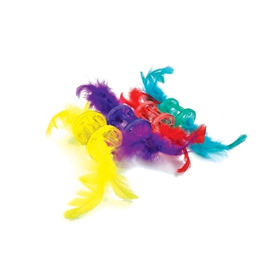 HAPPY PET kattenspeeltje Tabby Patch veren & ratel 16×4×4 cm – assorti
