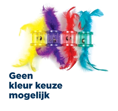 HAPPY PET kattenspeeltje Tabby Patch veren & ratel 16×4×4 cm – assorti