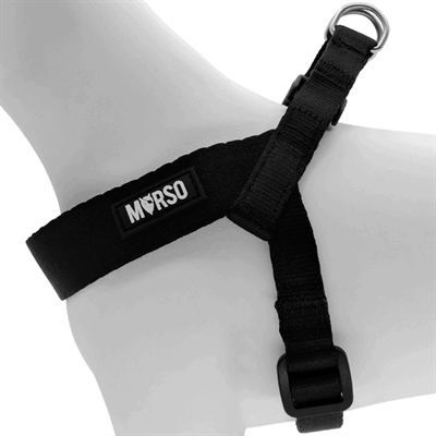 MORSO Hondentuig Mini van gerecycled PET verstelbaar - Zwart - 24-32 x 1,5 cm