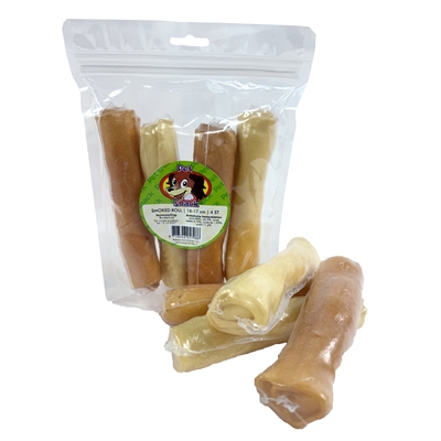 PETSNACK Kauwrol Smoked Roll Runderhuid, licht gerookt voor tandreiniging - 16-17 cm | 4 st