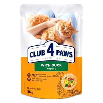 CLUB 4 PAWS kattennatvoer Premium Eend in Jus 24x85 g