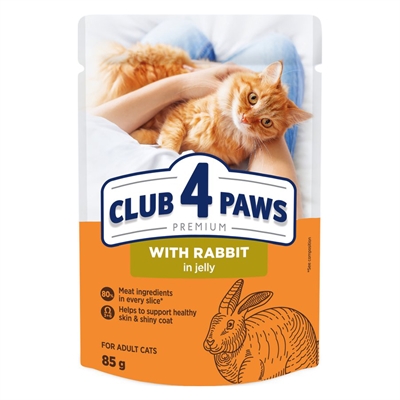 CLUB 4 PAWS Katzen-Nassfutter Premium Kaninchen in Gelee 24 x 85 g