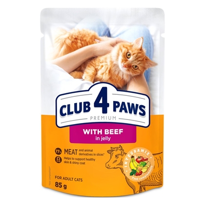 CLUB 4 PAWS kattennatvoer Premium Volwassen Rund in Gelei 24x85 g