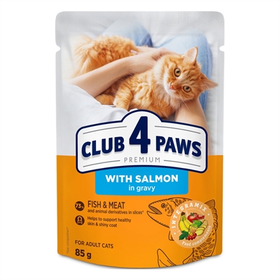 CLUB 4 PAWS Katzen-Nassfutter Premium Lachs in Soße 24x85g