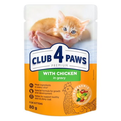 CLUB 4 PAWS Kätzchen-Nassfutter Premium Huhn in Soße 24 x 80 g