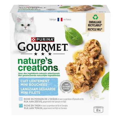 GOURMET Natures Creations natvoer voor katten Filet Zeevis 8x85 g
