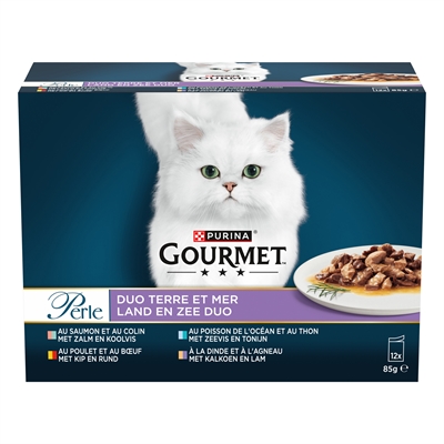 GOURMET kattennatvoer Perle Duo Vlees/Vis 12 x 85 g