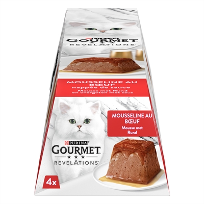 GOURMET kattenmousse Revelations met rund 4x57 g – zachte mousse