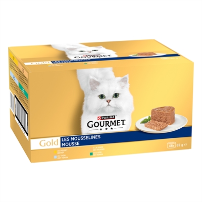GOURMET kattenmousse Gold Mousse multipack 48x85 g – 4 smaken