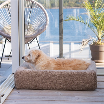 BIA Hondenbedhoes Premium Hoes Teddy - Zacht & machinewasbaar - Beige - 120x100x15 cm