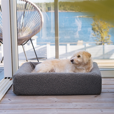 BIA Hondenbedhoes Bed Premium Teddy zacht, machinewasbaar - Grijs - 100x80x15 cm