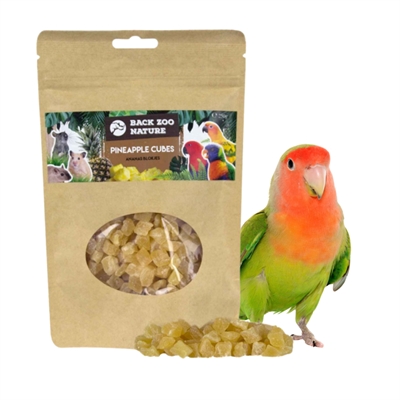BACK ZOO NATURE Fruitsnack ANANAS CUBES – Gedehydrateerde ananas voor vogels en knaagdieren - 250 g