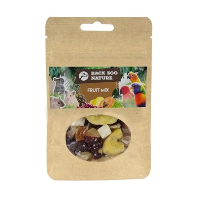 BACK ZOO NATURE Fruitmix FRUIT MIX - mix van gedroogd fruit, stimuleert foerageren voor knaagdieren, konijnen & vogels - 200 g