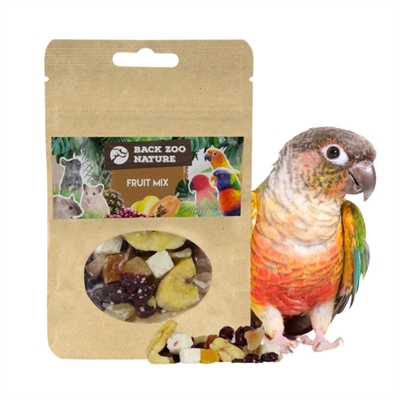 BACK ZOO NATURE Fruitmix FRUIT MIX - mix van gedroogd fruit, stimuleert foerageren voor knaagdieren, konijnen & vogels - 200 g