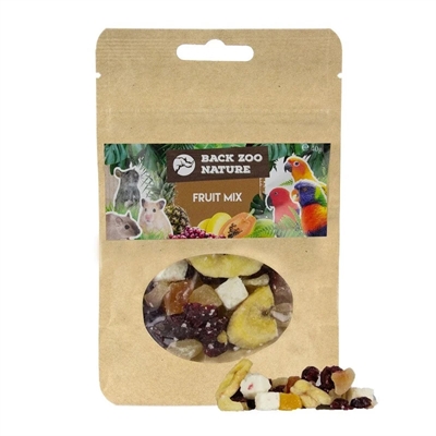 BACK ZOO NATURE Fruitmix FRUIT MIX - mix van gedroogd fruit, stimuleert foerageren voor knaagdieren, konijnen & vogels - 200 g