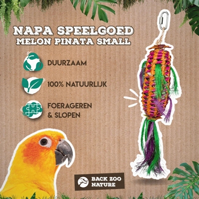 BACK ZOO NATURE vogelspeeltje Melon Pinata 35×6×6 cm – handgemaakt