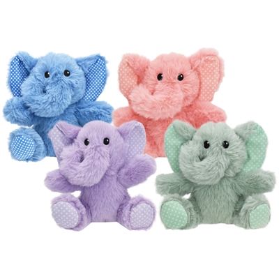 MULTIPET Hondenspeeltje Minipet Olifant – pluche met pieper en knisper - pastel assorti - 14x13x7 cm